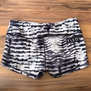 Fleo Black & White Tie-Dye Bike Shorts